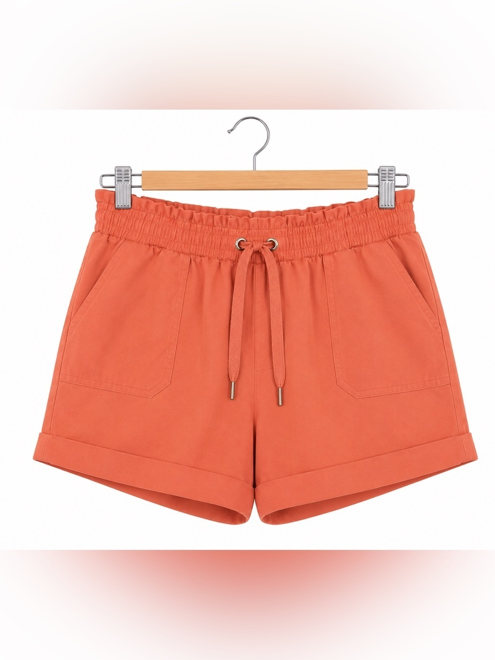 Danskin Women’s Relaxed Fit Elastic Waist Shorts Coral Pink Size Large